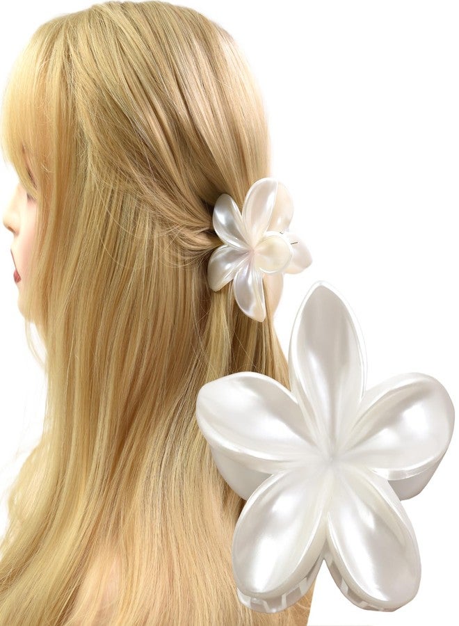 Ynxee Pearl White Plumeria Flower Hair Claws Non Slip 3.1" Hair Clips Women Girls Hair Accessories - Image 4